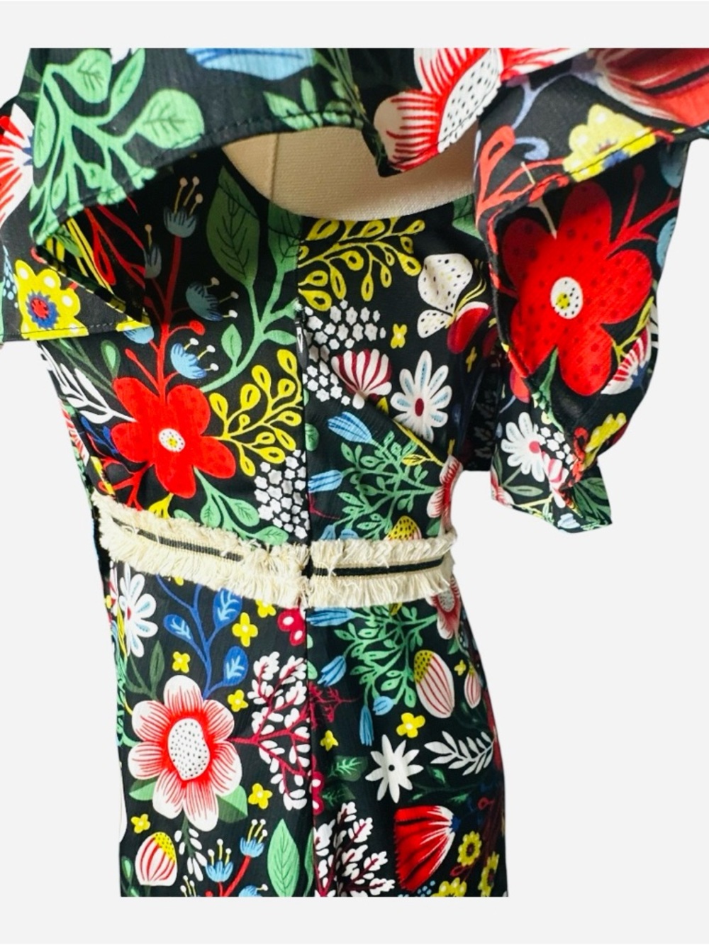 ModCloth Traffic People 60s Floral Fringe Maxi Dress Size XS NEW - Picture 6 of 16